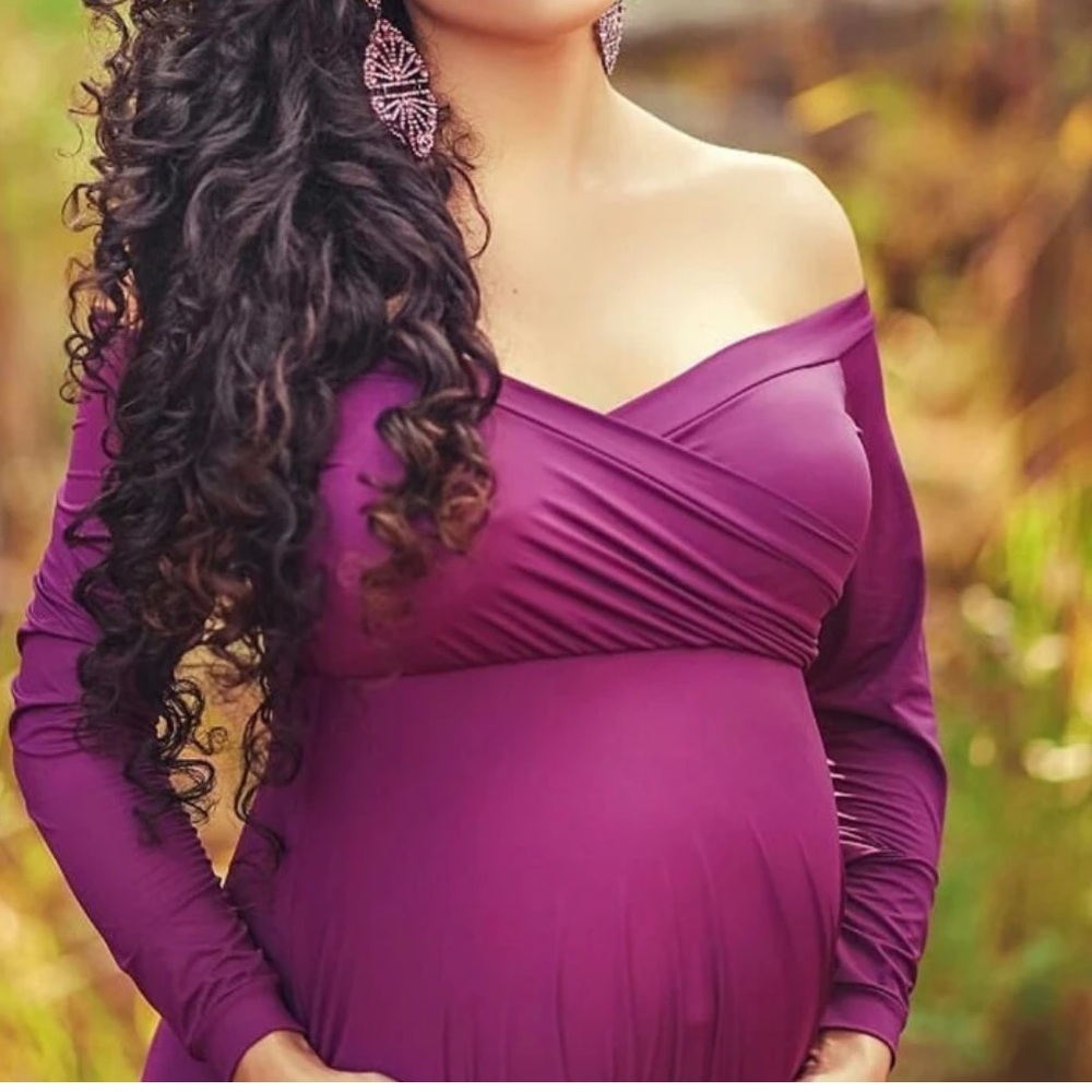Chic Long Sleeve Purple Gown - Picture 4 of 13
